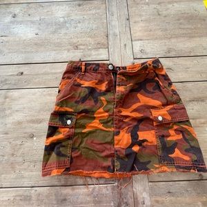Urban Outfitters Orange Camo Skirt